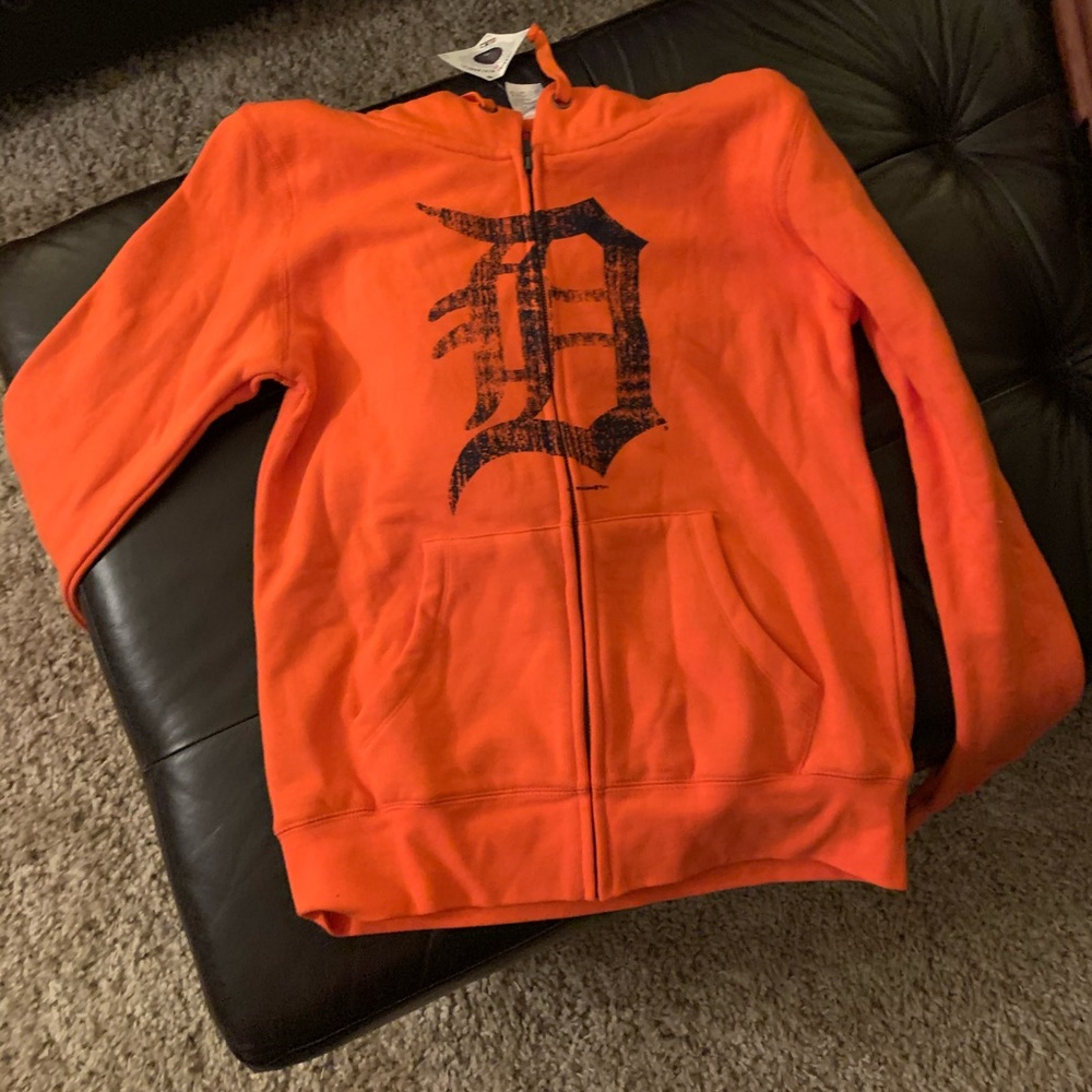 NWT Orange Detroit Tigers Zip Up Hoodie